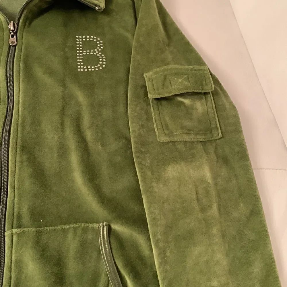 BCBG Maxazria Green Velour Suit Jacket Size M - Picture 9 of 16